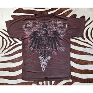 Royal Underground T-Shirt Red Graphic Crest Eagle Text USA Sz XL Distressed